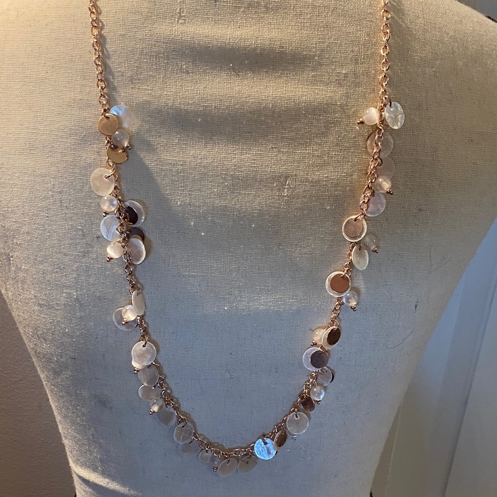 Delicate Rose Gold Disc Drop Necklace - Women Jewelry